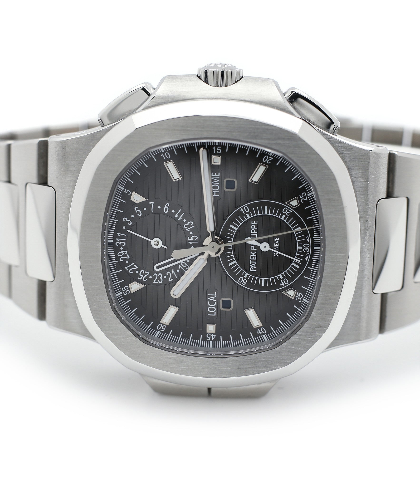 dial Patek Philippe Nautilius Travel-Time Chronograph 5990 steel pre-owned job full set from 2016 for sale online WATCH XCHANGE London with authenticity guaranteed