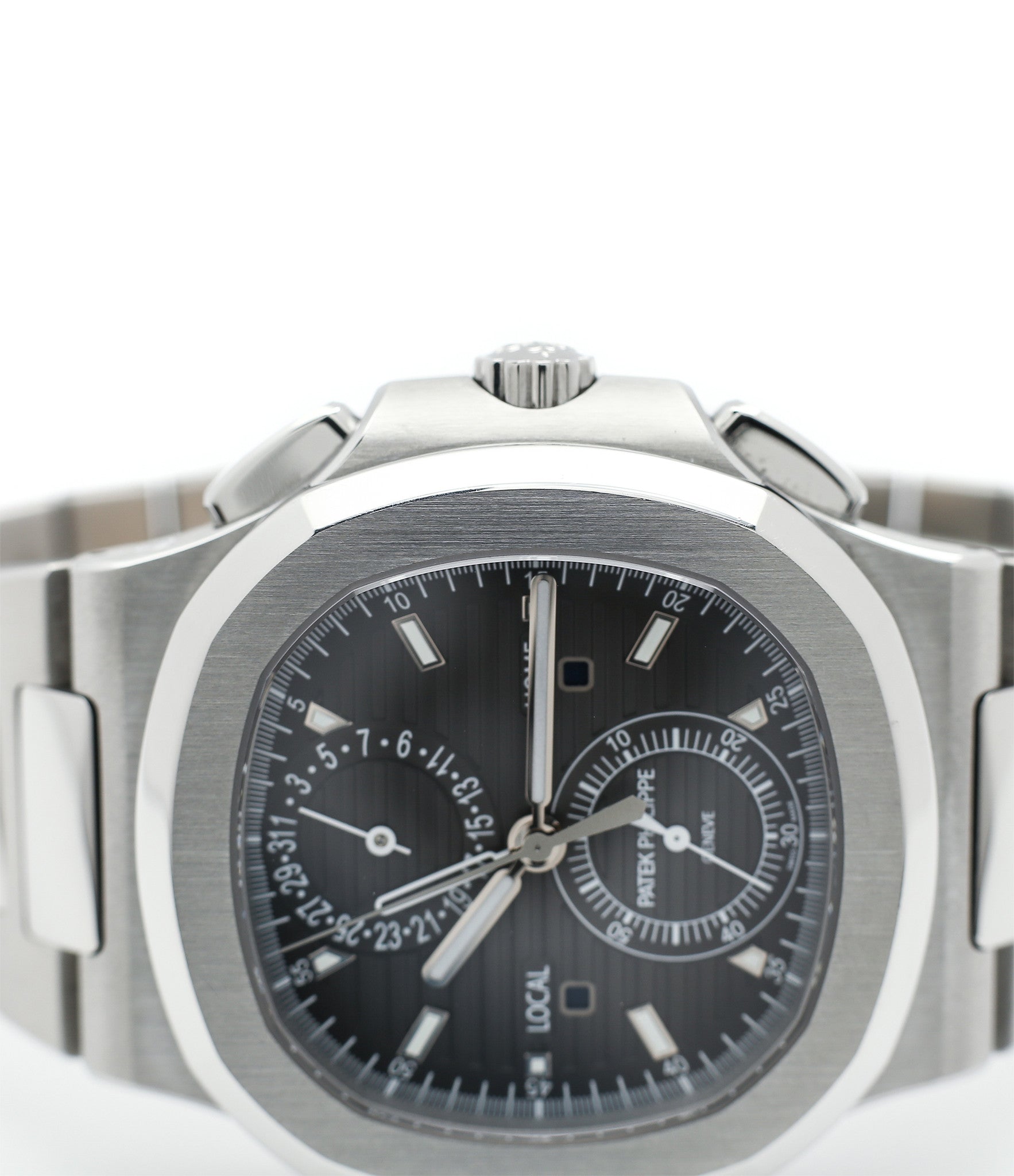 sell Patek Philippe Nautilius Travel-Time Chronograph 5990 steel pre-owned job full set from 2016 for sale online WATCH XCHANGE London with authenticity guaranteed