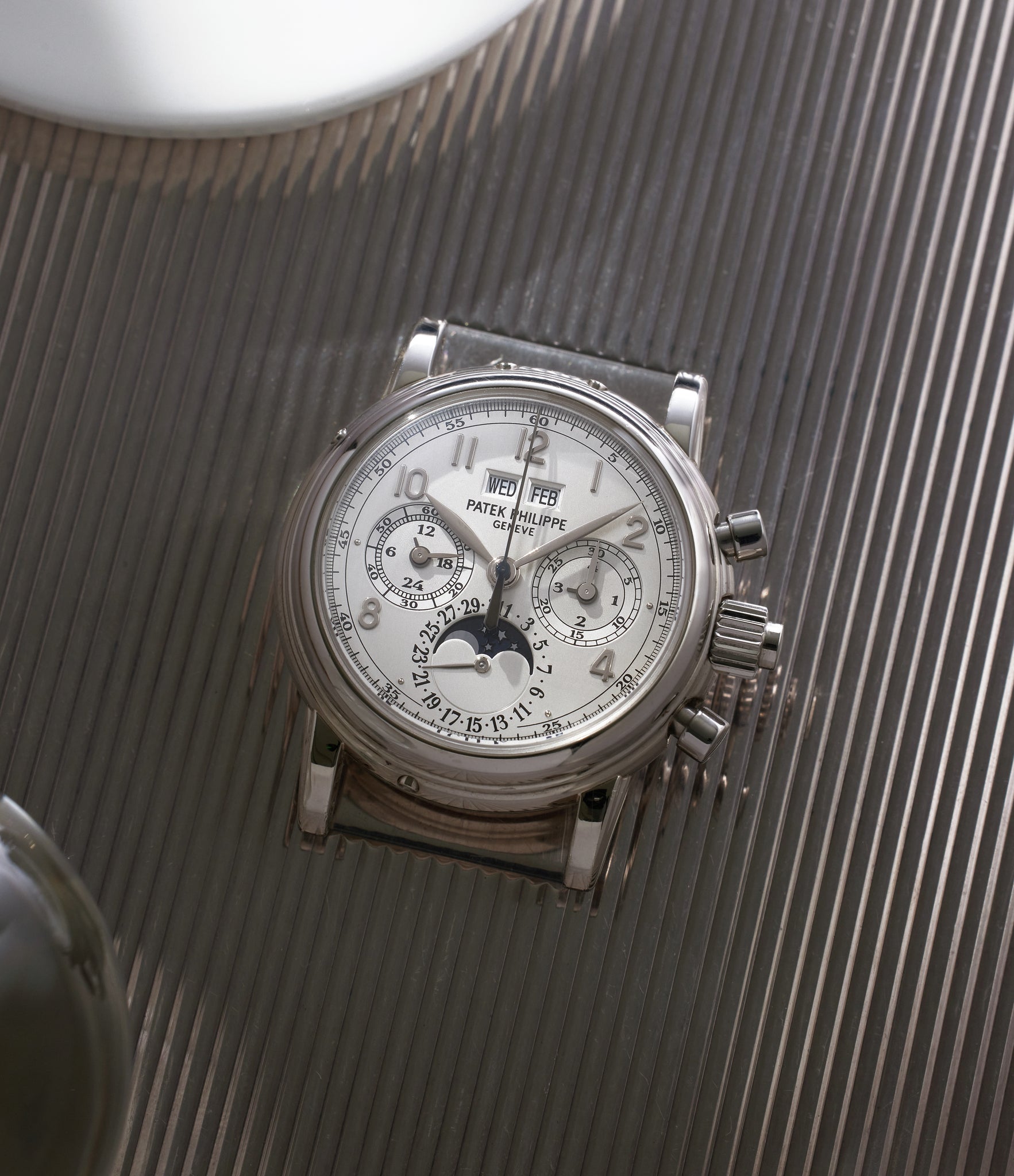 Front dial case | Patek Philippe | Split Seconds Chronograph | 5004 | White Gold | Available worldwide at A Collected Man