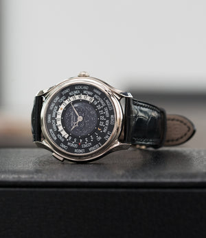 rare Patek Philippe Worldtimer Moonphase 5575G 175th Anniversary white gold preowned dress watch for sale online at A Collected Man London rare watch specialist