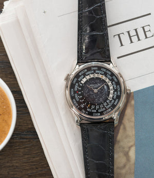 worldtimer Patek Philippe Moonphase 5575G 175th Anniversary white gold preowned dress watch for sale online at A Collected Man London rare watch specialist