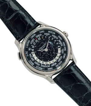 limited edition Patek Philippe Worldtimer Moonphase 5575G 175th Anniversary white gold preowned dress watch for sale online at A Collected Man London rare watch specialist