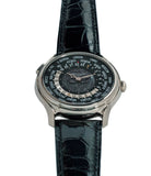 preowned luxury Patek Philippe Worldtimer Moonphase 5575G 175th Anniversary white gold preowned dress watch for sale online at A Collected Man London rare watch specialist