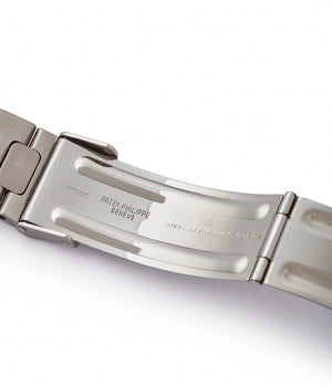 steel 37001/001A bracelet stamped clasp vintage Patek Philippe Nautilus 3700/001 full set sport watch for sale online at A Collected Man London UK specialist of rare watches