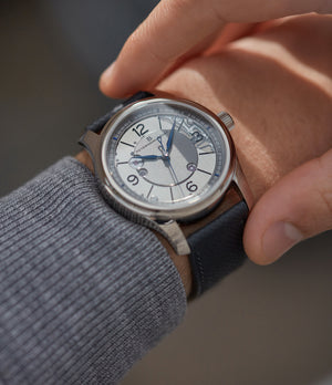 men's luxury wristwatch Petermann Bédat 1967 Deadbeat Seconds white gold time-only watch independent watchmakers order official retailer A Collected Man London