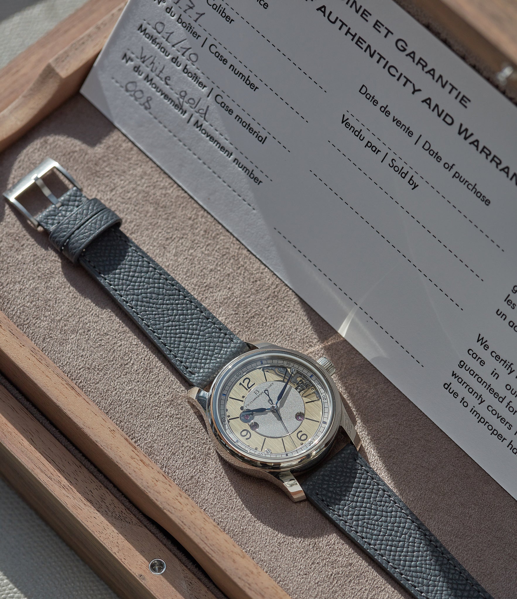 01/10 limited edition Petermann Bédat 1967 Deadbeat Seconds white gold time-only watch independent watchmakers order official retailer A Collected Man London