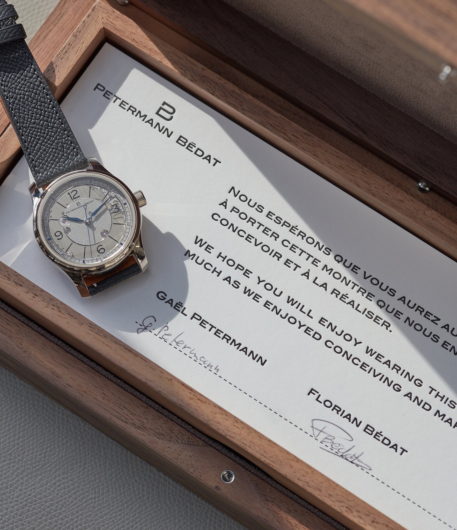Gael Petermann Florian Bedat Petermann Bédat 1967 Deadbeat Seconds white gold time-only watch independent watchmakers order official retailer A Collected Man London