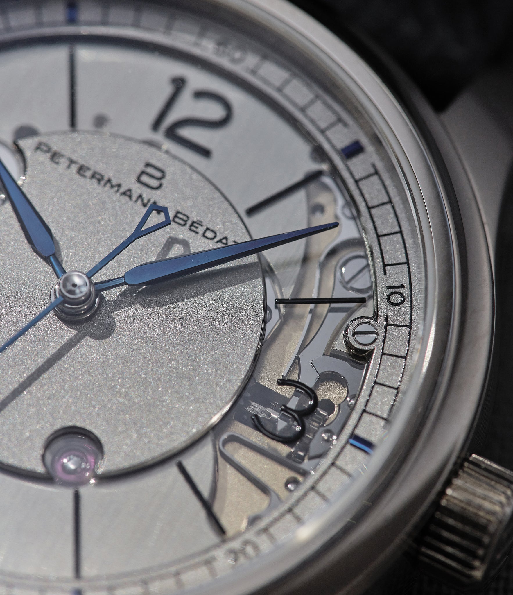 openwork dial Petermann Bédat 1967 Deadbeat Seconds white gold time-only watch independent watchmakers order official retailer A Collected Man London