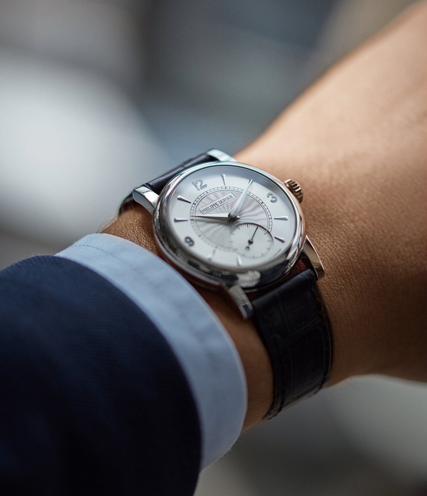 independent watchmaker Dufour Simplicity 34mm white gold time-only rare dress watch independent watchmaker for sale online A Collected Man London UK specialist of rare watches