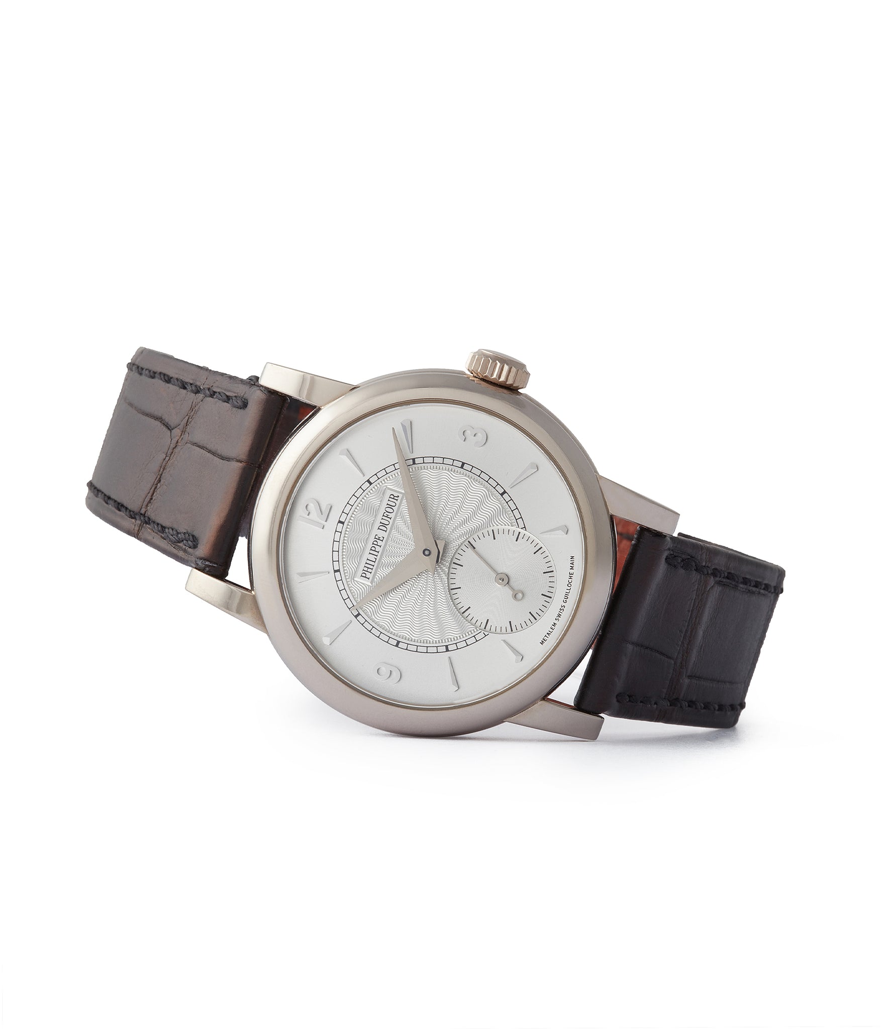 side-shot time-only Philippe Dufour Simplicity 34mm white gold rare dress watch independent watchmaker for sale online A Collected Man London UK specialist of rare watches