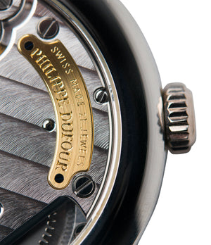 Philippe Dufour Simplicity hand-finished movement platinum time-only dress watch for sale online at A Collected Man London UK approved specialist of preowned independent watchmakers