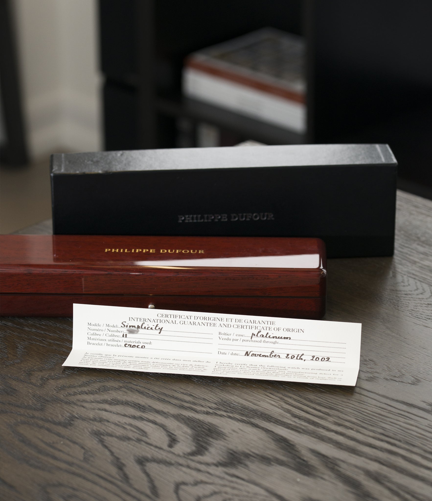 full set early Philippe Dufour Simplicity platinum time-only dress watch for sale online at A Collected Man London UK approved specialist of preowned independent watchmakers