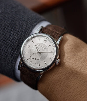 men's luxury hand-made wristwatch Philippe Dufour Simplicity platinum 37mm time-only rare dress watch  for sale at A Collected Man London UK specialist of rare watches