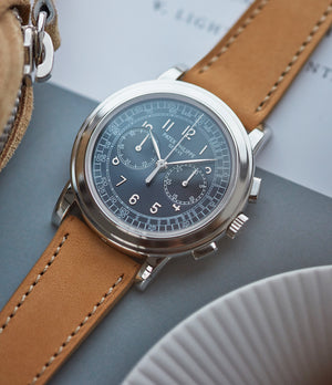 collect Patek Philippe 5070P Chronograph blue dial dress watch for sale online at A Collected Man London UK specialist of rare watches