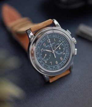 pre-owned Patek Philippe 5070P Chronograph blue dial dress watch for sale online at A Collected Man London UK specialist of rare watches