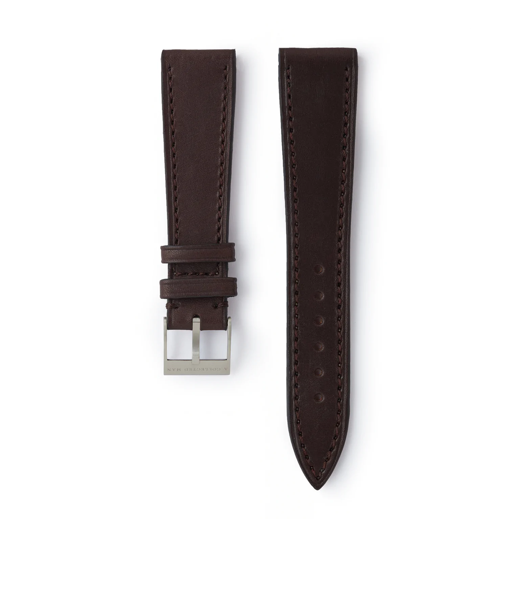 buy dark brown smooth calfskin leather Prague watch strap 18mm for sale A Collected Man London British specialist leather watch straps