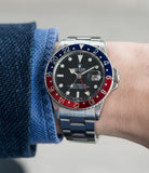 vintage 1675 Rolex GMT steel traveller sport watch Pepsi bezel for sale online at A Collected Man London vintage watch specialist