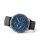 side-shot Ressence Type 1N titanium blue dial independent watchmaker watch for sale online at A Collected Man London UK specialist of rare watches