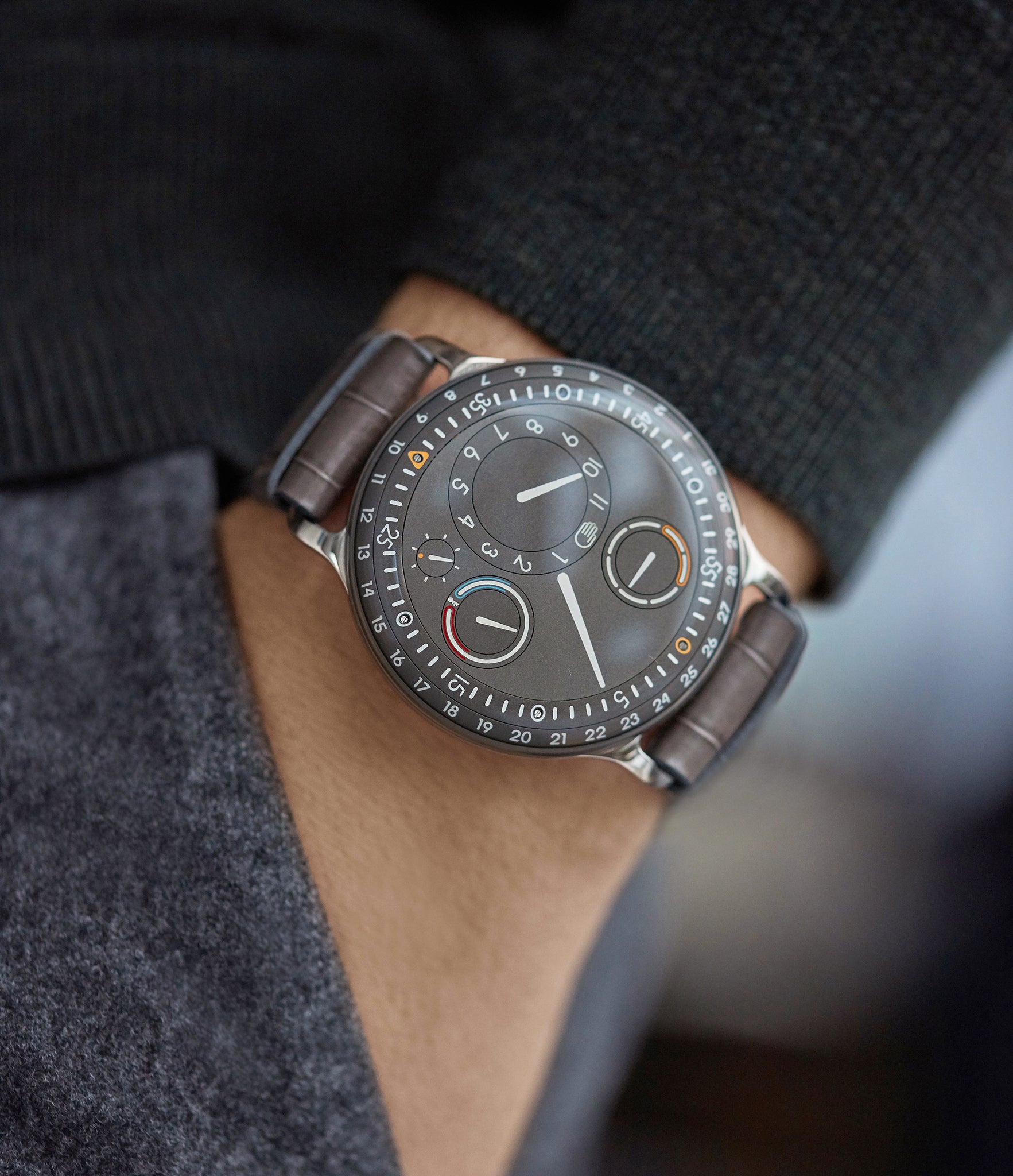 Ressence Type 3S oil-filled grey dial watch for sale online at A Collected Man London specialist of independent watchmakers