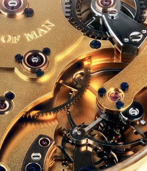Roger W. Smith's Series 2 movement for sale online in yellow gold with hand-made manual-winding movement from independent watchmaker at WATCH XCHANGE London