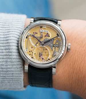 on the wrist Roger Smith Series 2 Open Dial white gold new watch for sale online at A Collected Man London specialist approved seller of independent watchmakers UK