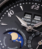Roger Dubuis Hommage 37 | Perpetual Calendar | 18k White Gold | Available worldwide at A Collected Man | Face Detail