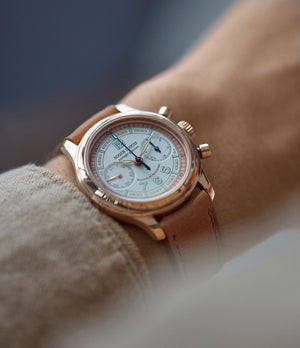 men's luxury dress watch Roger Dubuis Hommage Chronograph early H34 560 limited edition rose gold sector dial rare dress watch for sale online at A Collected Man London