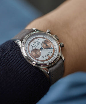 collect rare watch Roger Dubuis Hommage Pulsation scale chronograph H37 560 copper dial dress watch for sale online A Collected Man London UK specialist rare watches