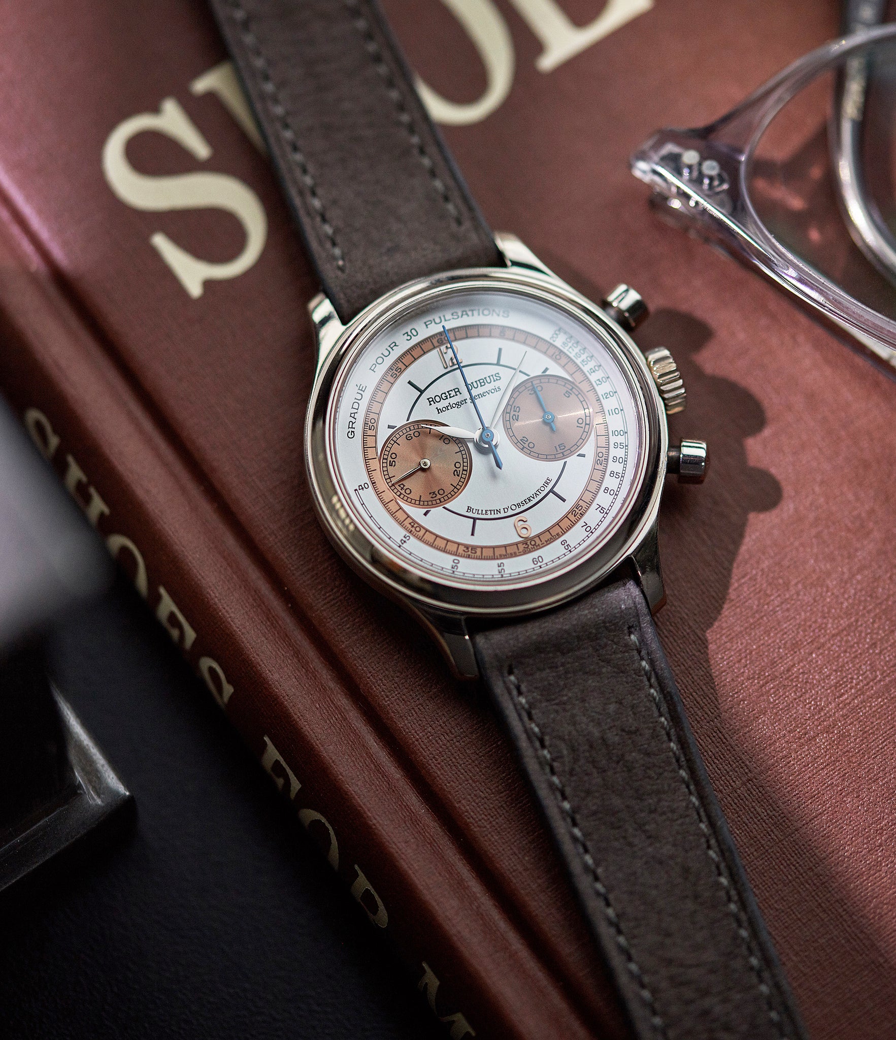 Buy Helsinki Molequin watch strap Roger Dubuis dark grey nubuck leather quick-release springbars buckle handcrafted European-made for sale online at A Collected Man London