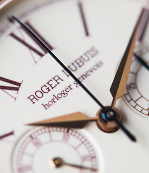 white enamel dial Roger Dubuis Hommage Chronograph H37 565 rose gold pre-owned watch online at A Collected Man London UK specialist rare watches