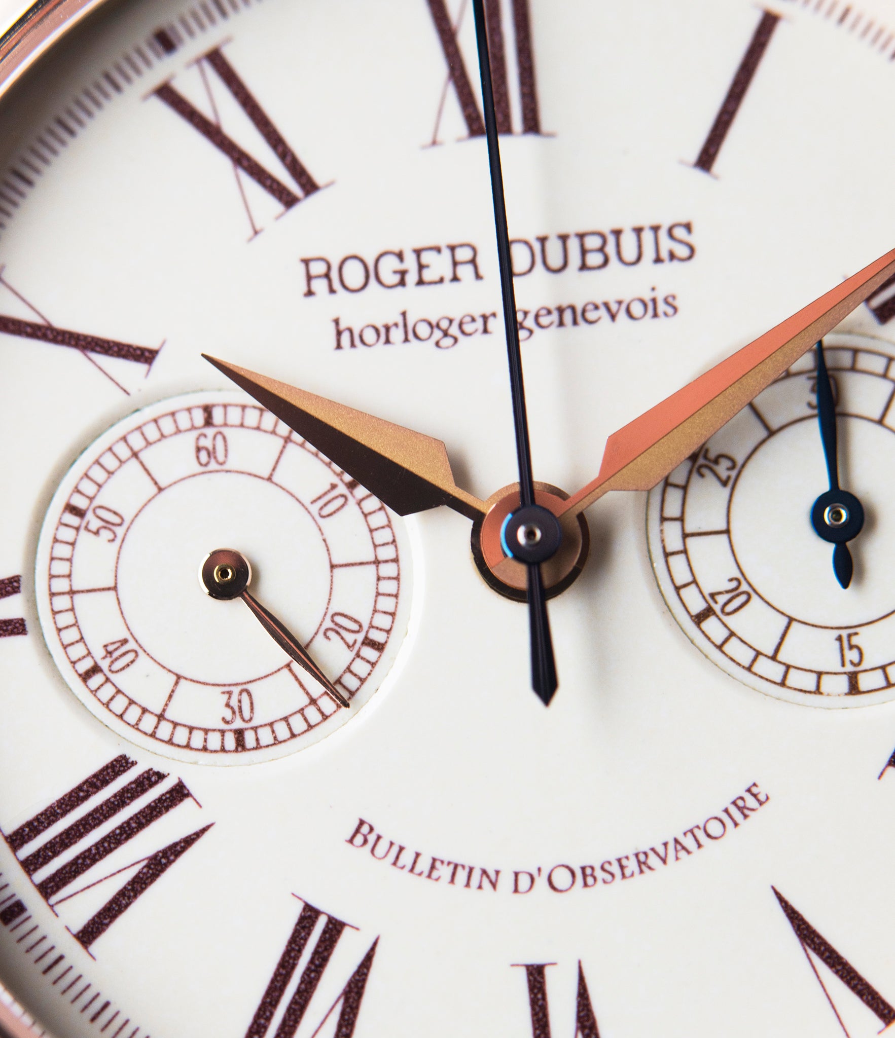 white enamel dial Roger Dubuis Hommage Chronograph H37 565 rose gold pre-owned watch online at A Collected Man London UK specialist rare watches