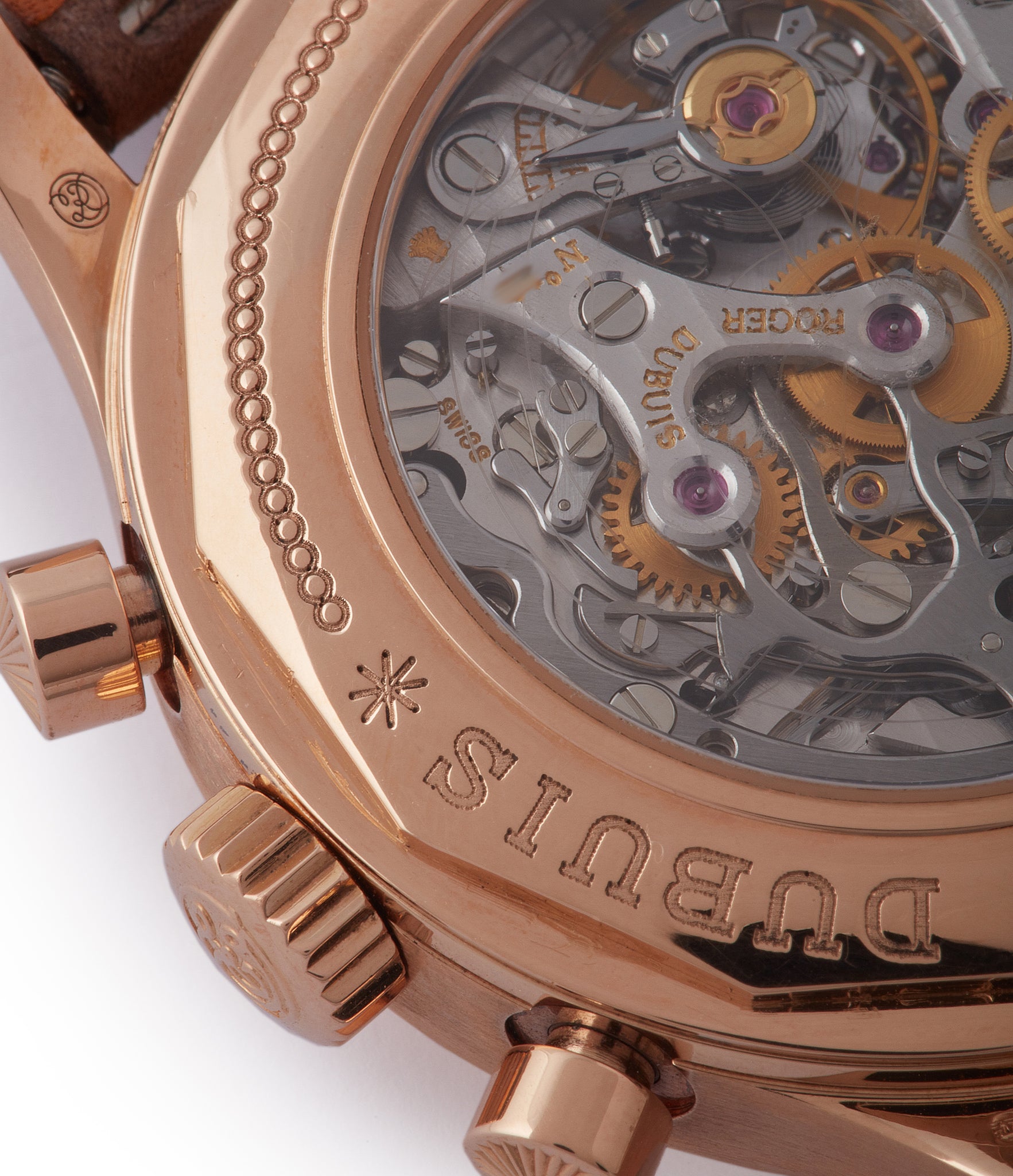 RD5630 Roger Dubuis Hommage bi-retrograde Chronograph H40 560 limited edition rare rose gold lacquer dial watch for sale online at A Collected Man London UK specialist of rare watches