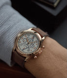 men's rare watch Roger Dubuis Hommage bi-retrograde Chronograph H40 560 limited edition rare rose gold lacquer dial watch for sale online at A Collected Man London UK specialist of rare watches