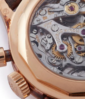 hand-finished Cal. RD56 Roger Dubuis Hommage Chronograph H37 560 rose gold watch black dial for sale online at A Collected Man London UK specialist of rare watches