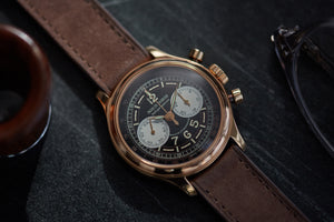 Roger Dubuis Hommage Chronograph H37 560 black dial Cal. RD56 rose gold watch for sale online at A Collected Man London UK specialist of rare watches