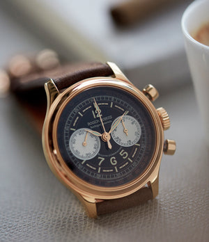 buying early Roger Dubuis Hommage Chronograph H37 560 Cal. RD56 rose gold watch black dial for sale online at A Collected Man London UK specialist of rare watches