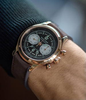 H37 560 Roger Dubuis Hommage Chronograph black dial Cal. RD56 rose gold watch for sale online at A Collected Man London UK specialist of rare watches