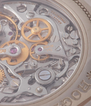 hand-made movement early Roger Dubuis Hommage H40 Chronograph Perpetual Calendar bi-retrograde white gold watch limited edition 28 for sale online at A Collected Man London UK specialist of independent watchmakers