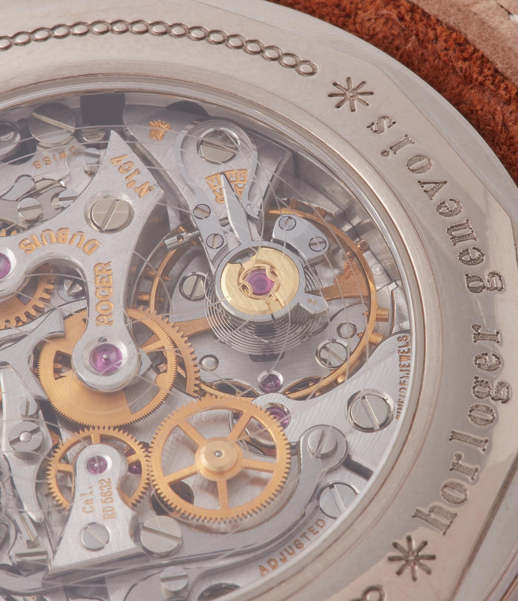 Lemania 2310 RD5632 manual-winding Roger Dubuis Hommage H40 Chronograph Perpetual Calendar bi-retrograde white gold watch limited edition 28 for sale online at A Collected Man London UK specialist of independent watchmakers