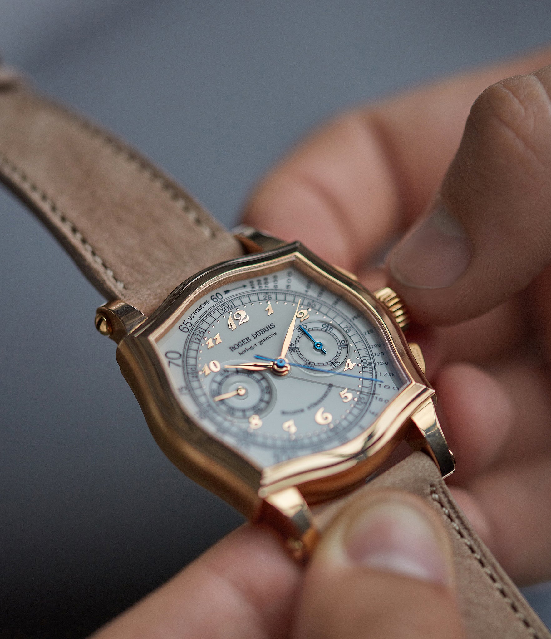 Roger Dubuis Sympathie Chronograph S37 56 0 rose gold dress watch for sale online at A Collected Man London UK specialist of independent watchmakers