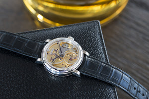 Series 2 Open Dial Roger W. Smith white gold rare hand-made dress watch for sale online at A Collected Man London UK specialist of rare independent watches