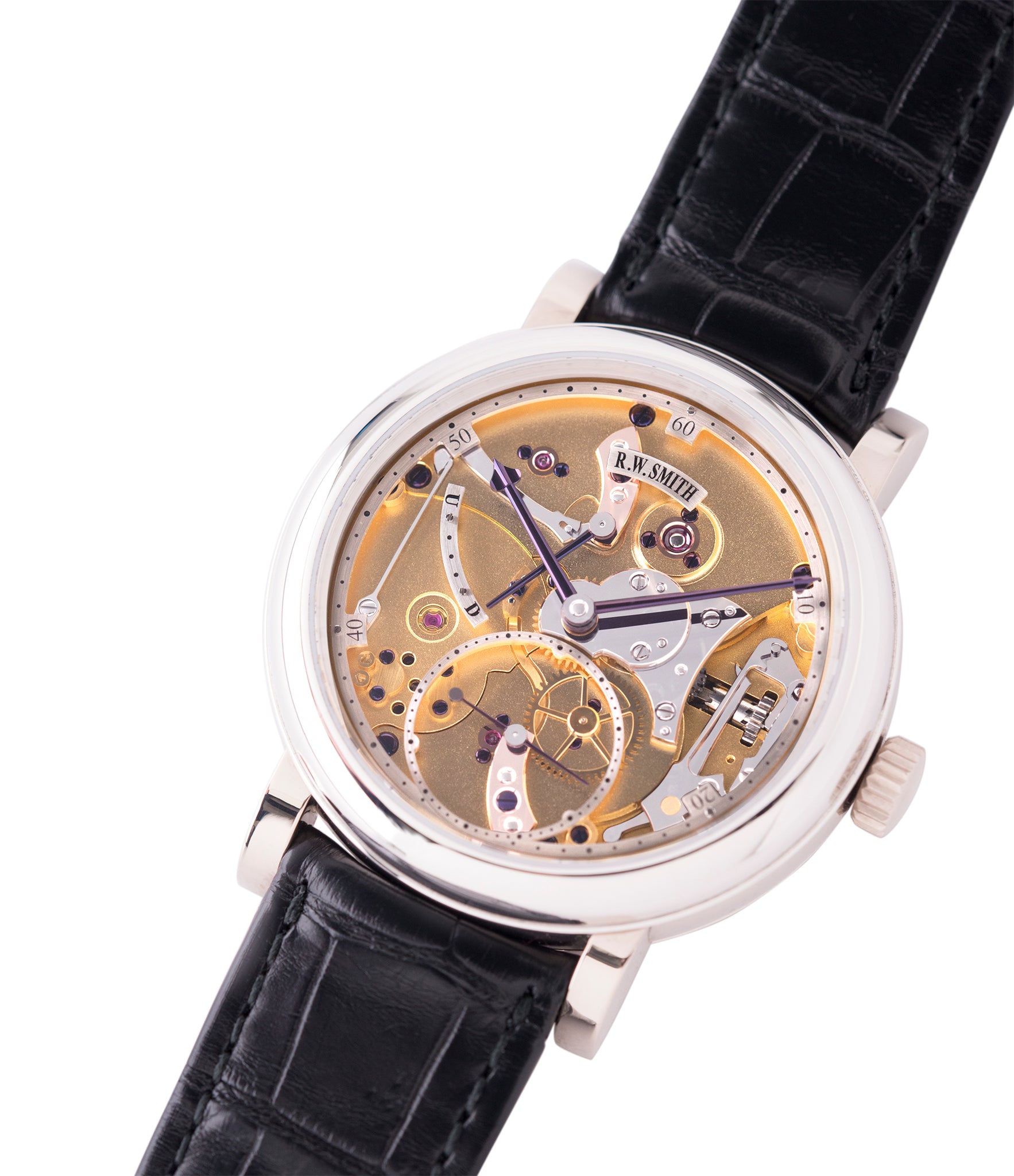 buy preowned Roger W. Smith Series 2 Open Dial white gold rare hand-made dress watch for sale online at A Collected Man London UK specialist of rare independent watches