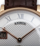 hand-made guilloche dial panorama date buy Roger Smith rare watch Grande Panorama date flying tourbillon No. 1 red gold dress watch at A Collected Man approved reseller of independent watchmakers
