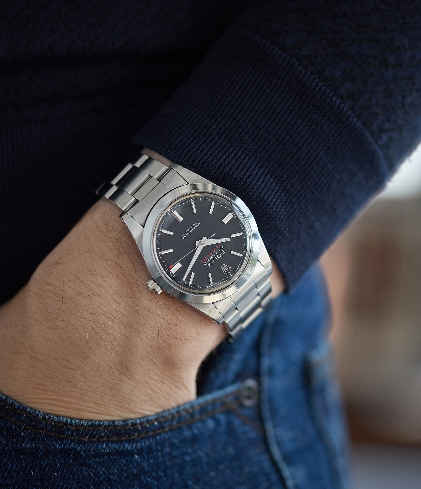 men's cool vintage wristwatch Rolex Milgauss Ref. 1019 steel watch at A Collected Man London UK specialist rare vintage Rolex watches