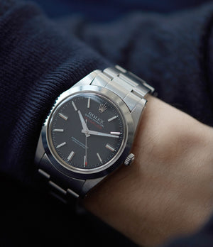 on the wrist vintage Rolex Milgauss 1019 steel antimagnetic tool watch for sale online at A Collected Man London UK specialist rare vintage Rolex watches