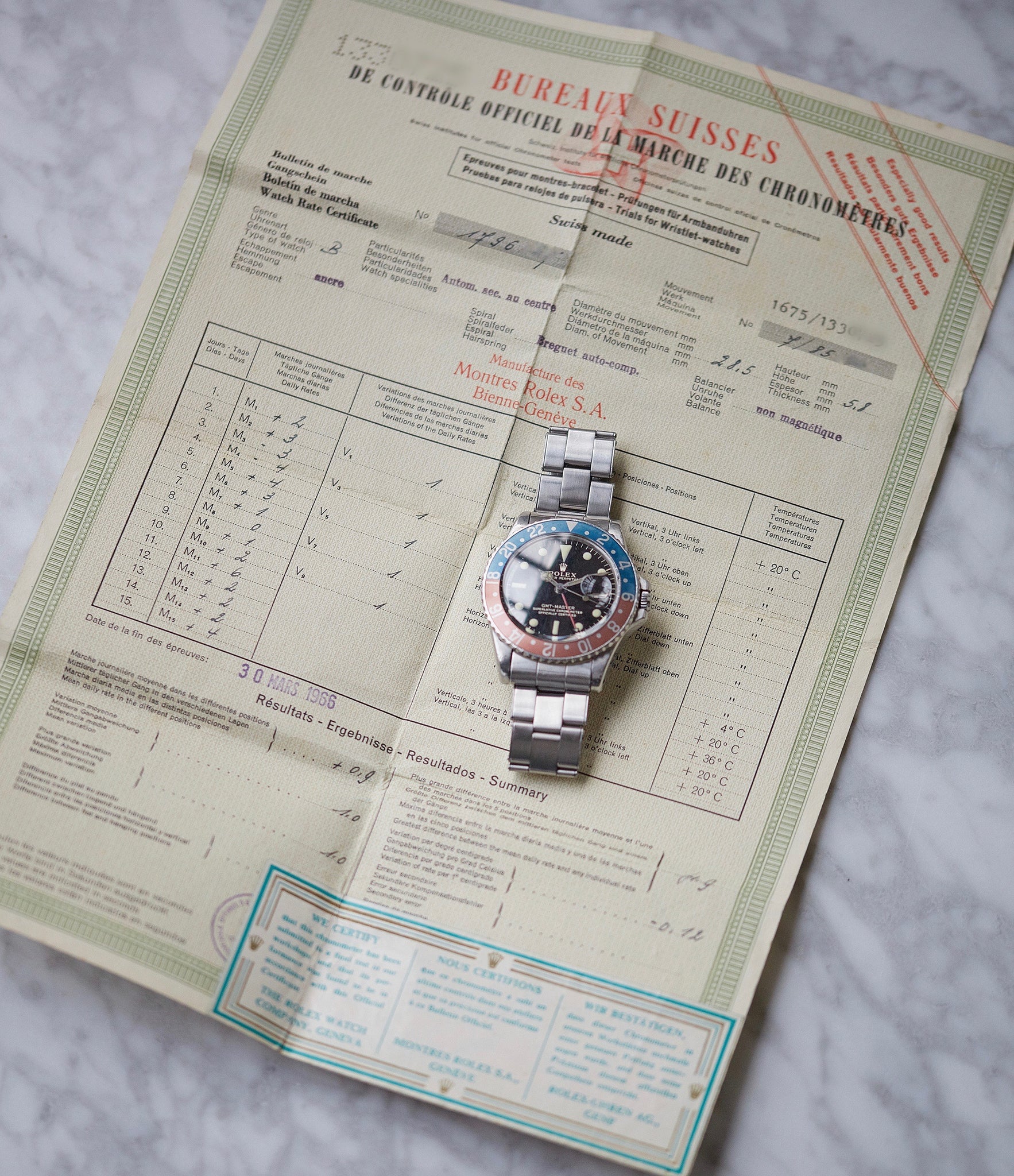original papers Rolex GMT-Master 1675 Gilt dial full set sports watch for sale online at A Collected Man London UK specialist of rare watches