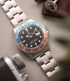 selling vintage Rolex GMT-Master 1675 Gilt dial full set sports watch for sale online at A Collected Man London UK specialist of rare watches