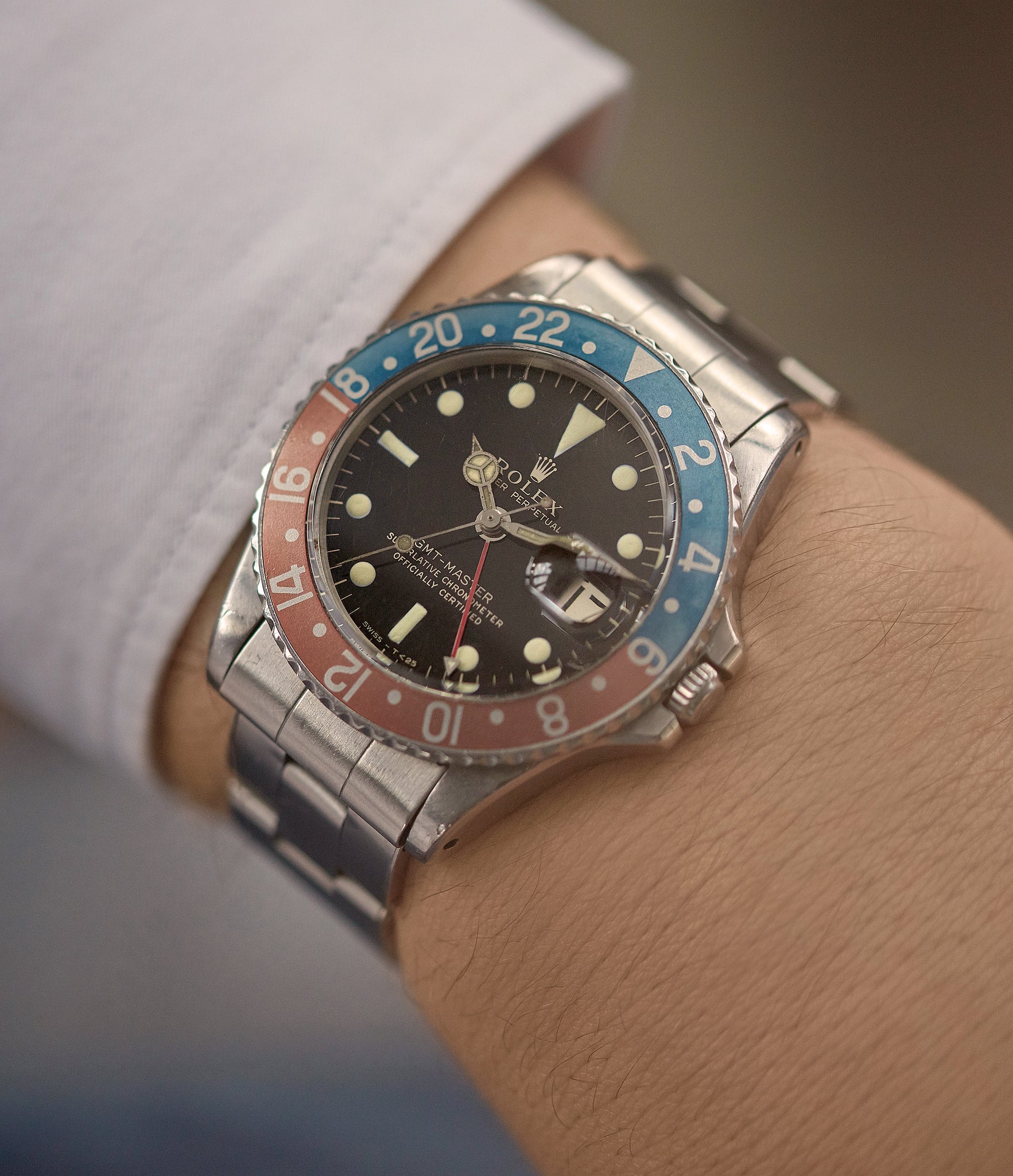 1675 Rolex GMT-Master Gilt dial full set sports watch for sale online at A Collected Man London UK specialist of rare watches