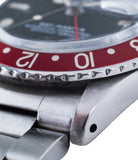 Pepsi bezel vintage Rolex GMT Master 1675 vintage steel traveller sport watch Pepsi bezel for sale online at A Collected Man London vintage watch specialist