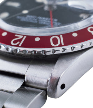 Pepsi bezel vintage Rolex GMT Master 1675 vintage steel traveller sport watch Pepsi bezel for sale online at A Collected Man London vintage watch specialist
